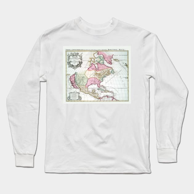 Vintage Map of North and South America Long Sleeve T-Shirt by pdpress